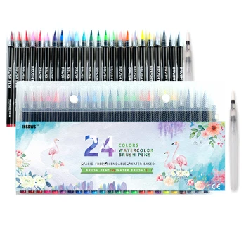 

New 24 Colors Art Marker Watercolor Brush Pens for Drawing Coloring Painting Books Manga Calligraphy School Supplies Stationery