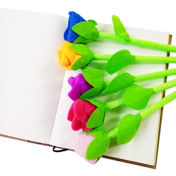 

1Pcs/lot Beautiful Ball Point Pen With Plush Rose Design Stationery Fresh Ball Pen Novelty Lover Gifts