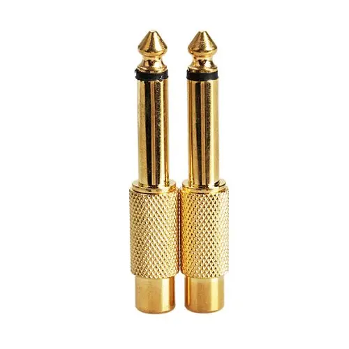 

CES-2pcs 6.35mm 1/4inch Male Mono Plug To RCA Female Audio Adapter Connector