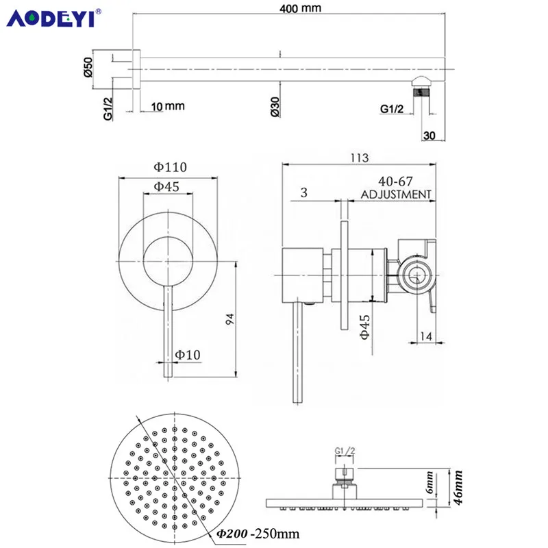 Shower System Wall Mounted Rainfall Shower Faucet