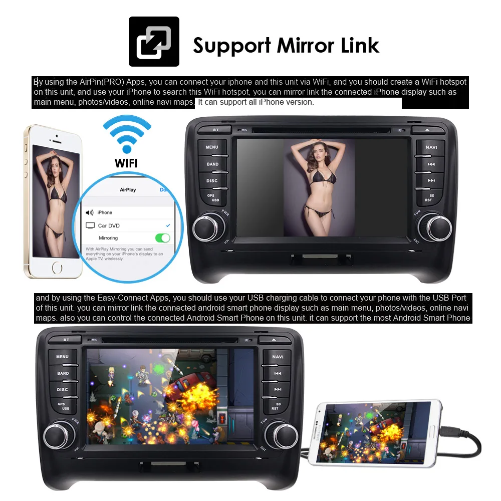 Top Ossuret IPS DSP 2din Android 9 Car multimedia player dvd Stereo GPS Navigation For Audi TT MK2 2006-2012 auto radio Head unit FM 9