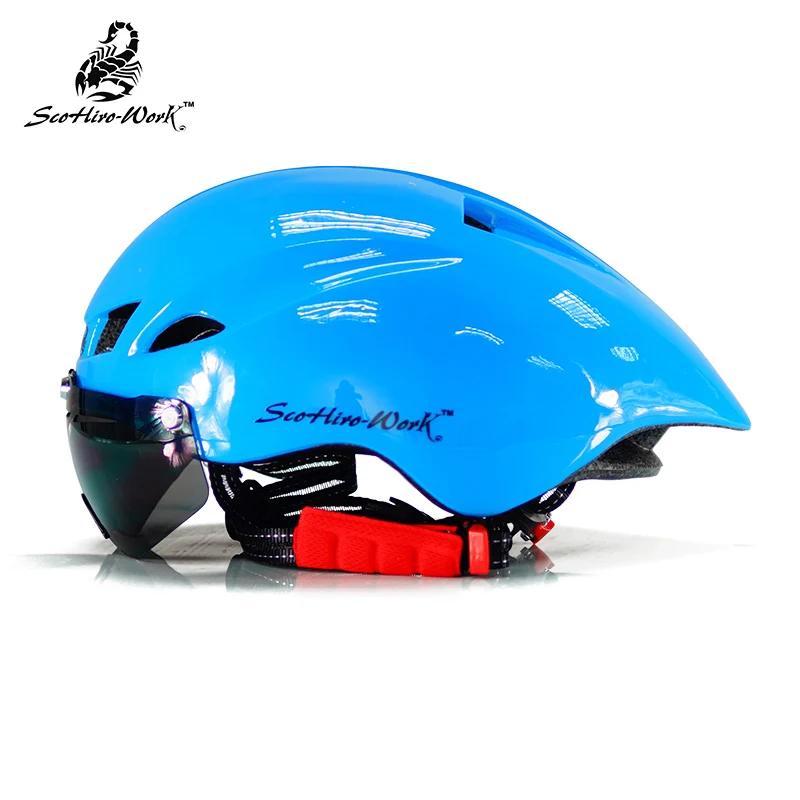 Велосипедный шлем с очками 4 цвета сверхлегкий MTB дорожный велосипедный шлем 57-61 см взрослые Goggleses Casco Ciclismo Черный Синий - Цвет: 2