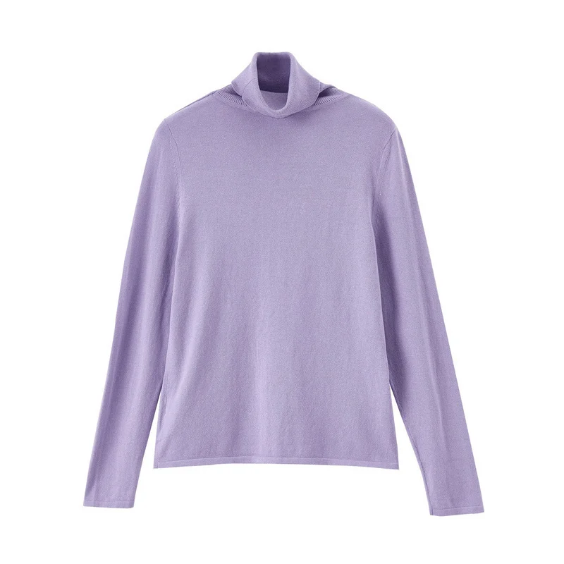 Light Purple INMAN, осень, Новое поступление, минимализм, однотонный, подходит ко всему, с высоким воротником, тонкий пуловер, женский свитер - Цвет: Light Purple