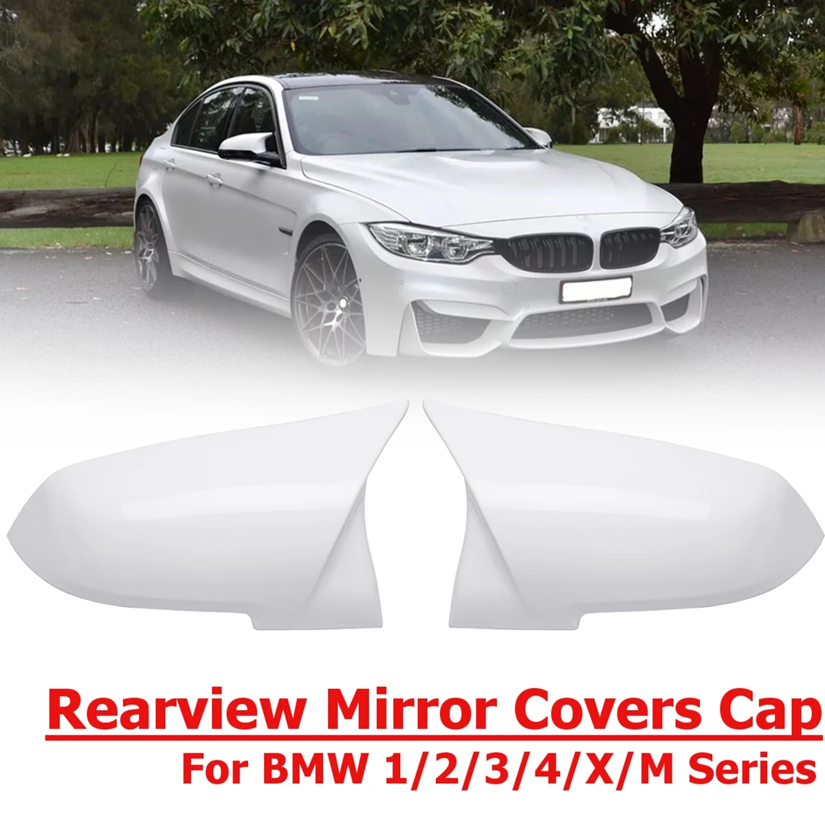 

Pair White ABS Rearview Mirror Cover Cap for BMW 1/2/3/4/X/M Series F20 F21 F22 F23 F87 X1 M2 2012 -2018