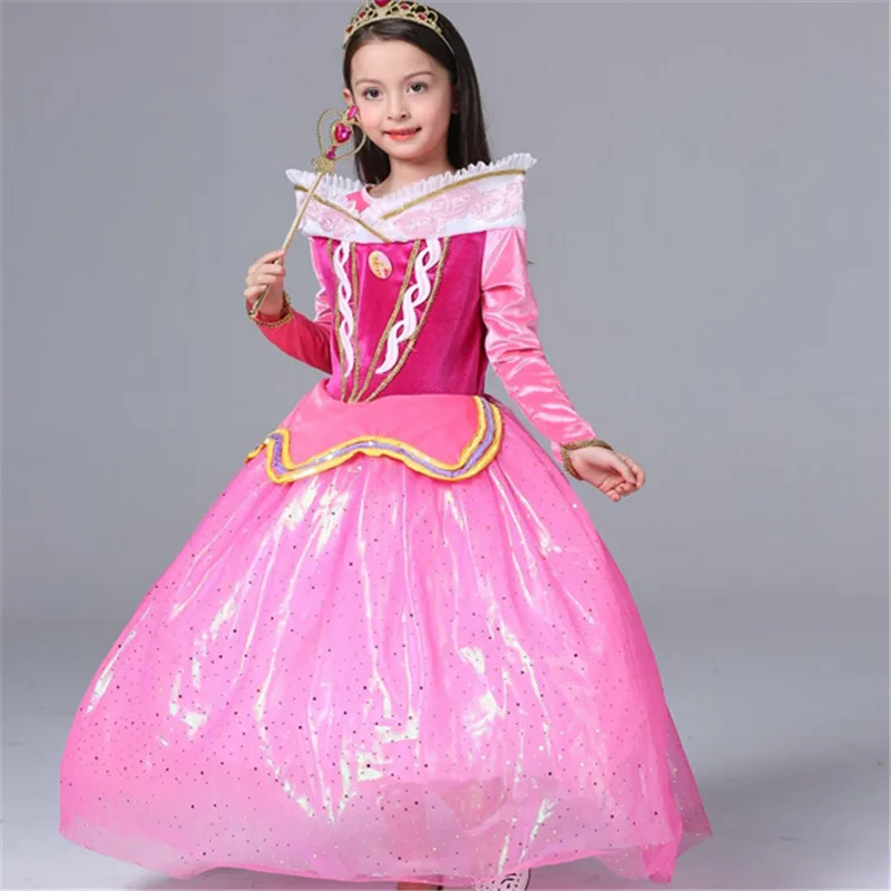 Hot Children New Sleeping Beauty Aurora Princess Dress Kids Baby Girls Princess Dress Elsa Anna Party