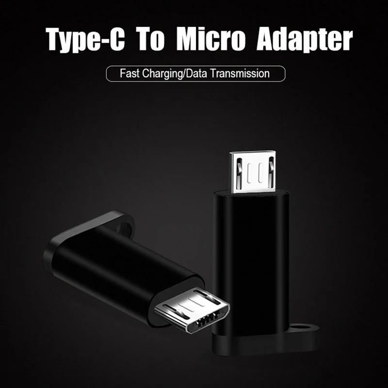 Type C To Micro USB Adaptores Phone Converters Type-C Female To Micro USB Male 2A Fast Charging With keychain Support Drop Ship (8)