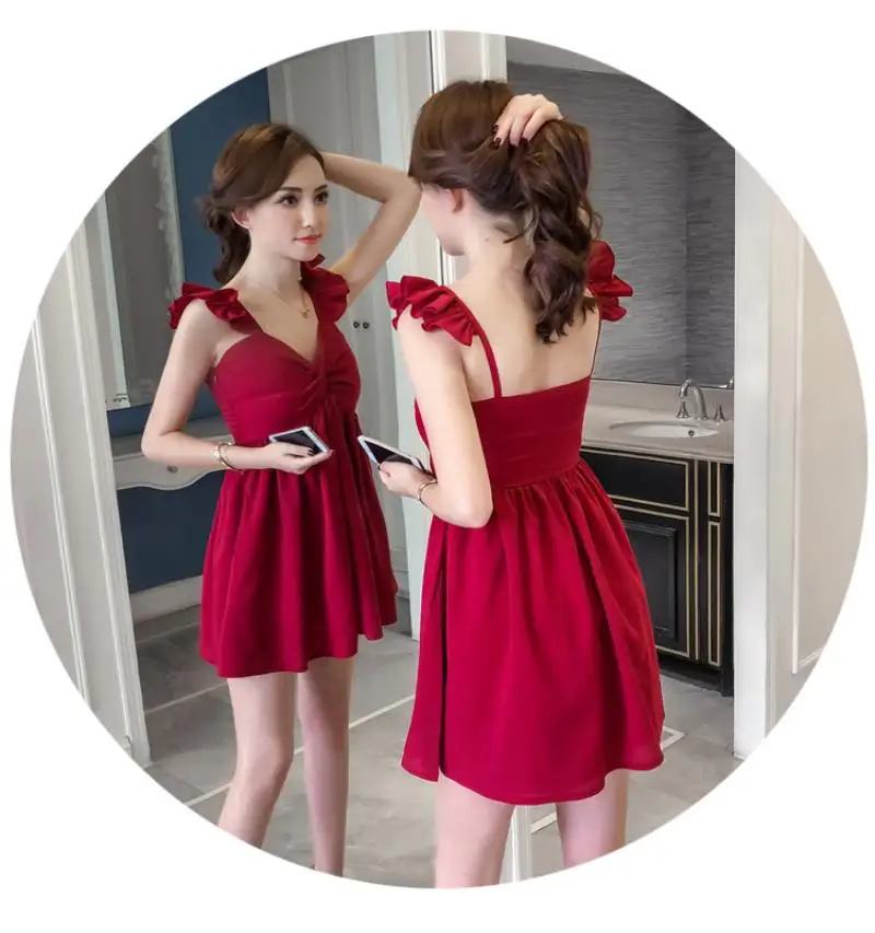 2018 NEW   Arrivals Women Summer Sexy night shop with high waist and back holiday sling dress Mini  Paty Dress Free shipping