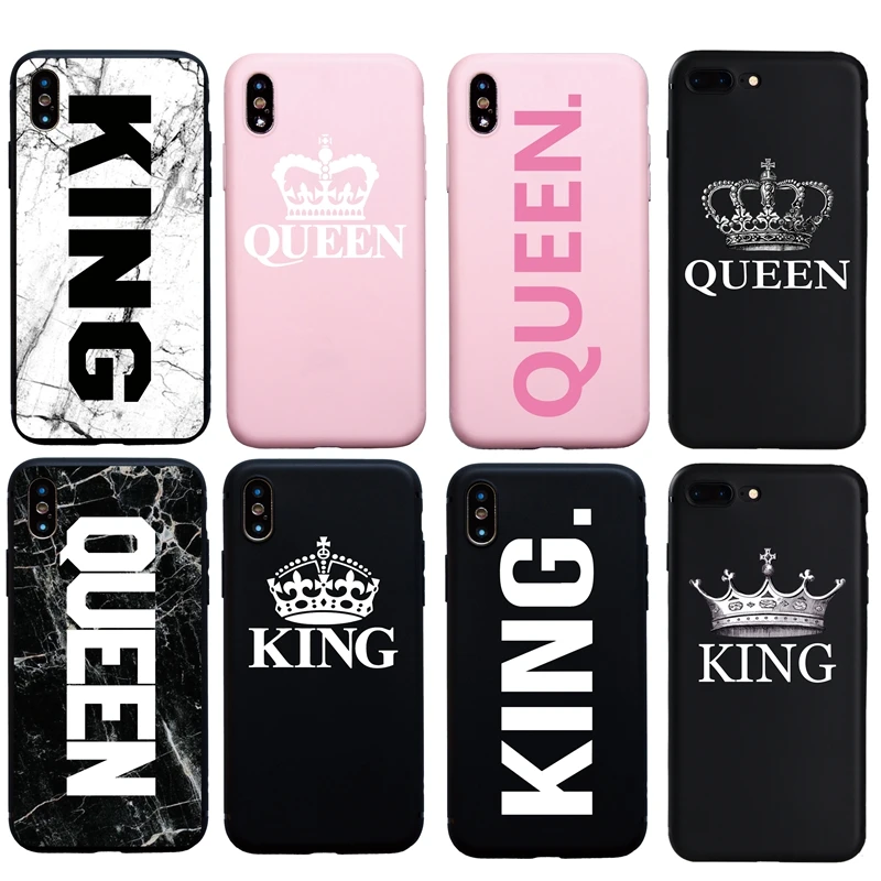 Crown Queen King Couples Phone Soft Case For Iphone 7 8 Plus 5s