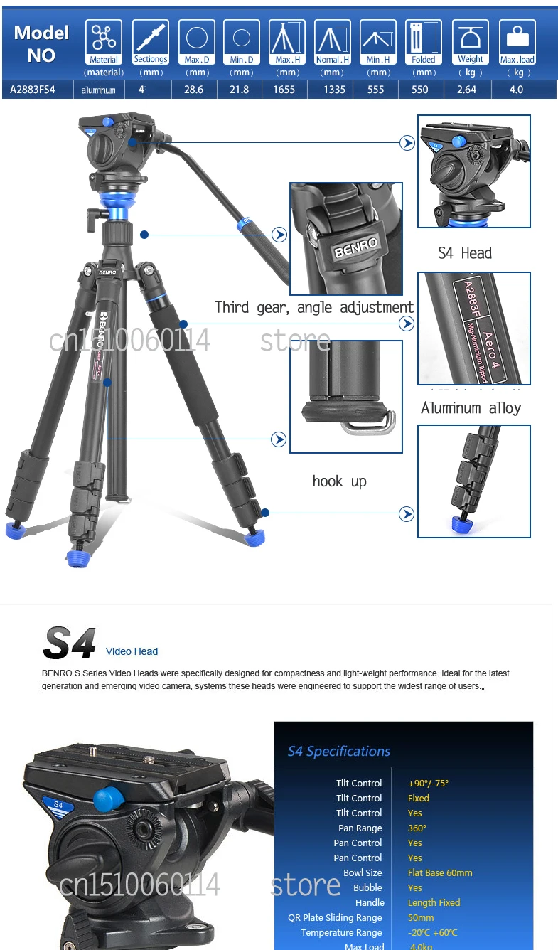 BENRO A2883fs4 Aero 4 видео Путешествия Ангел штатив Комплект Профессиональный алюминиевый штатив для видеокамеры