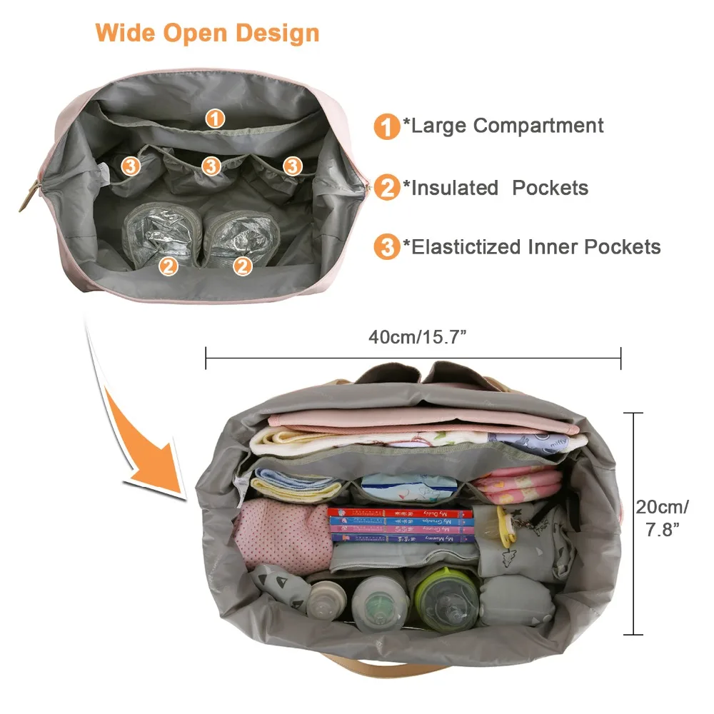 Mommore Большой пеленки сумка дорожная вещевой Сумка для мамы и папы с пеленальный коврик большая емкость сумка для пеленок через плечо
