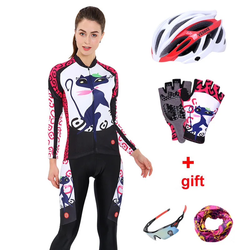 

Women Cycling Jersey Long Set Bicycle Clothes Mtb Bike Wear Cycling Clothing Ladies Quick Dry Pro Cycle Skinsuit Dress Sport Kit