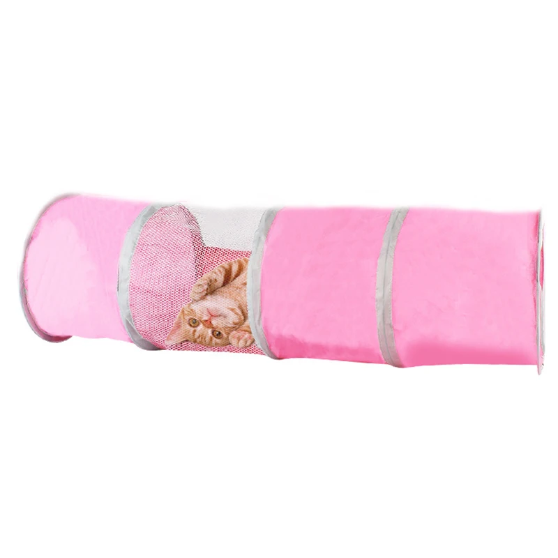 Cat Pink Tunnel Passageway Polyester Fabric Pet Tent Foldable Nest Toys
