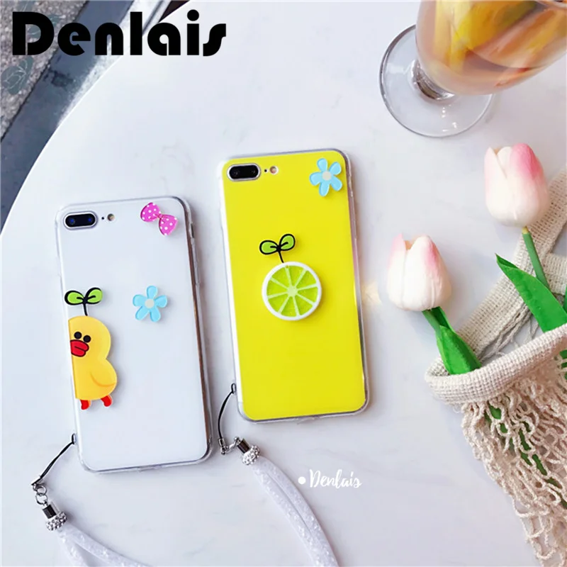 Новый 3D милый цыпленок цветок лимона телефона чехол для iPhone 6 S плюс мягкий гель