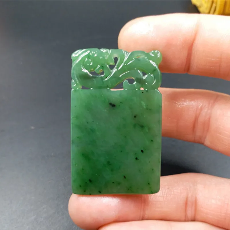 TJP natural HETIAN jade jasper Ping an wu shi pai jasper Hollow out ...