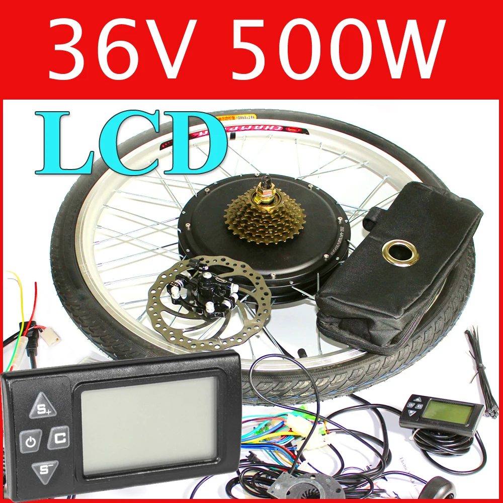 36V 500W LCD Electric Bike Disc brake kit ,DC hub motor conversion kits