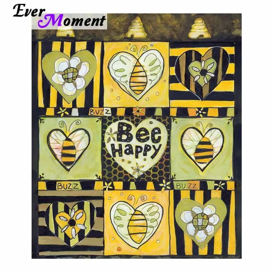 

diamond painting happy bee diy 5d diamond embroidery cute needlework kit full mosaic kit wall painting room decoration ASF812
