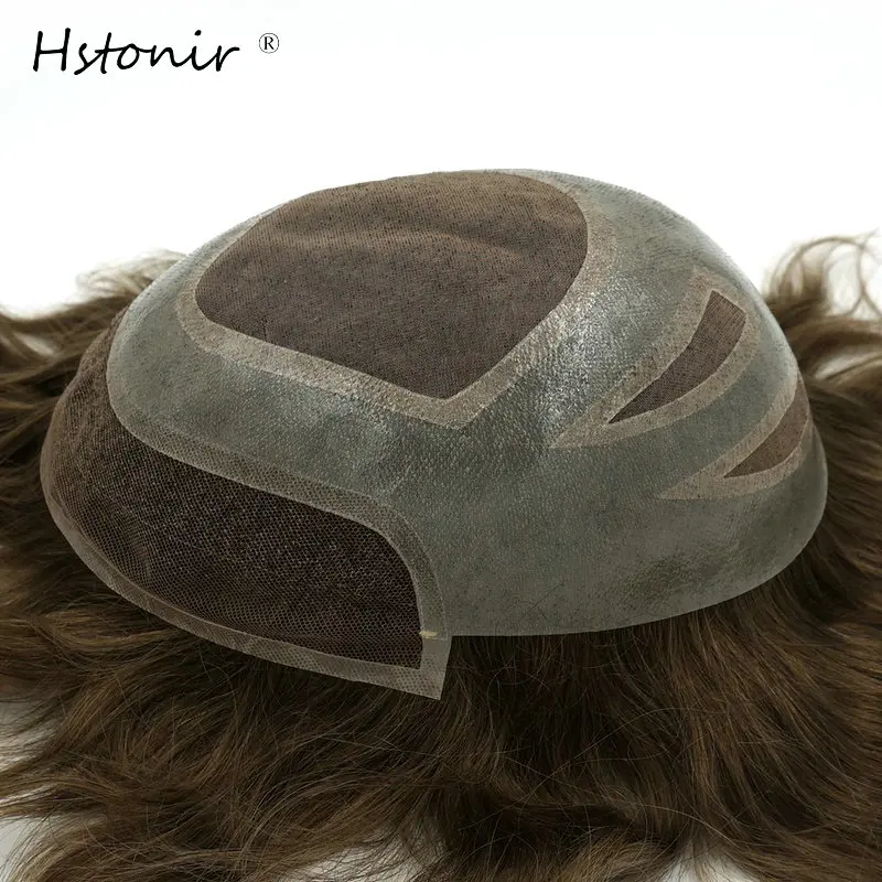 Hstonir Mono Swiss PU Mens Toupee Free Style 8x10 inch Hstonir Mono Swiss PU Mens Toupee Free Style 8x10 inch