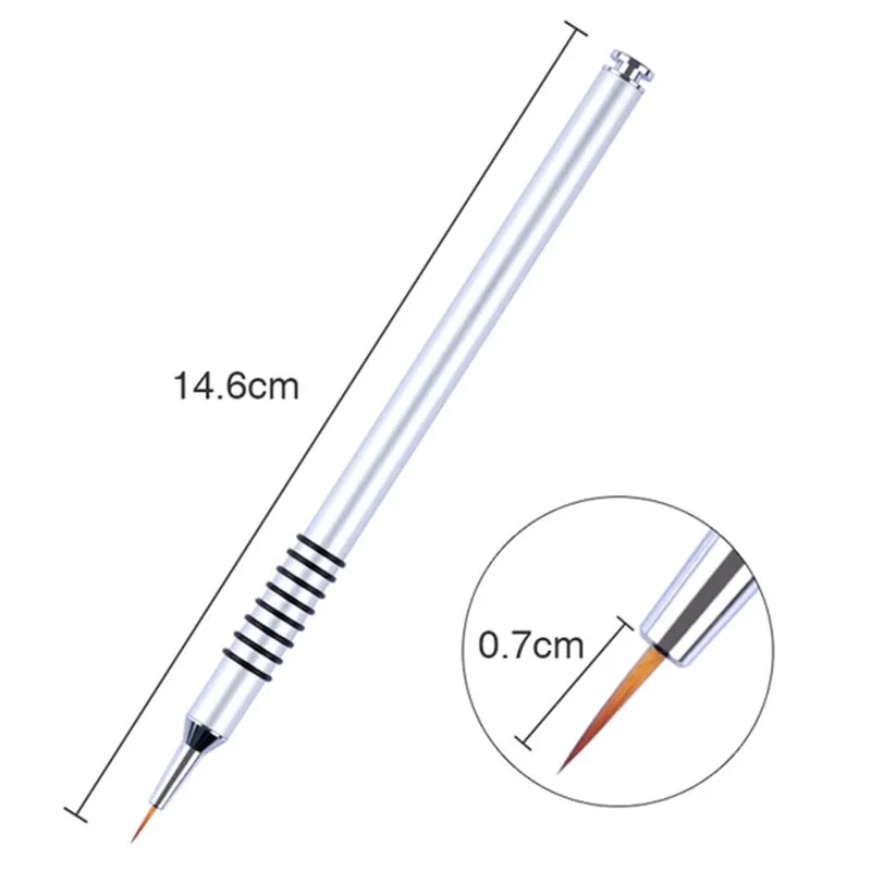 Металлическая ручка щеточки для ногтей лайнер живопись ручка для рисования кисти УФ гель удлинитель маникюр, Полировка Ногтей Инструмент