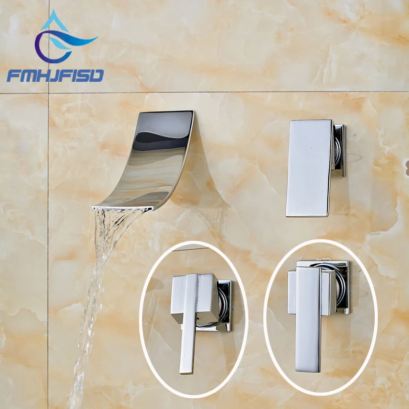 

New Arrival Hot Sale Waterfall Widespread Spout with Single Handle Chrome Finish Basin Faucet