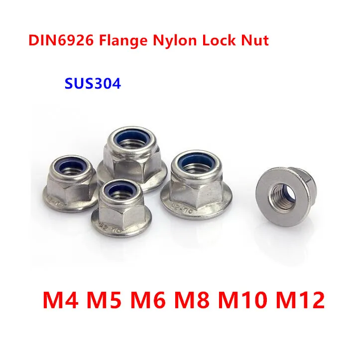 DIN6926 GB6183 M4 M5 M6 M8 M10 нейлоновая вставка Блокировка Шестигранная Фланцевая гайка