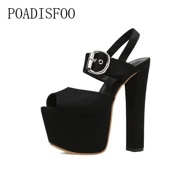 

Runway 2018 Spring New 17CM T Stage With The Nightclub Waterproof Platform Hate High Fashion High Heel sandals ZYW-679-3