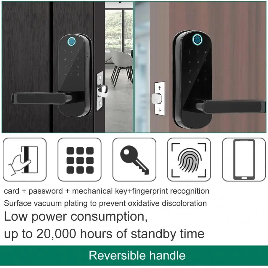 Smart Fingerprint Door Handle Lock App WIFI Smart Electronic Lock Touch Screen Locks Digital Code Keypad Deadbolt For Home Hotel