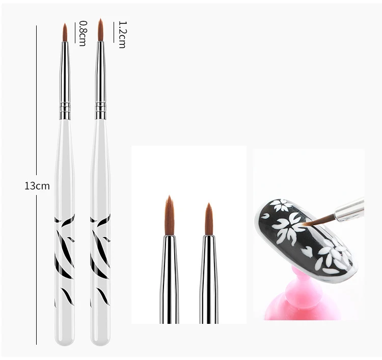 8Pcs UV Gel Brush Liner Painting Pen Acrylic Drawing Brush for Nails Gradient Rhinestone Handle Manicure Nail Art Tool