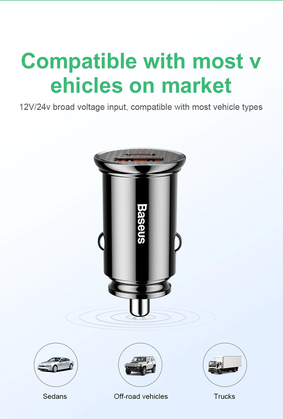 Baseus Car Charger Quick Charge 4.0 3.0 QC4.0 QC3.0 SCP 5A USB Type C Fast Charger Charging For iPhone 12 Xiaomi Samsung Huawei usb quick charge