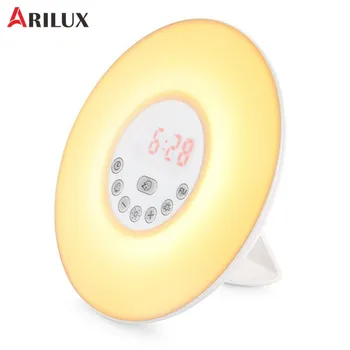 

ARILUX Led Night Lights Round Touch Wake Up Light Sunrise Simulation with Alarm Clock & FM Radio Colorful Atmosphere Lamp