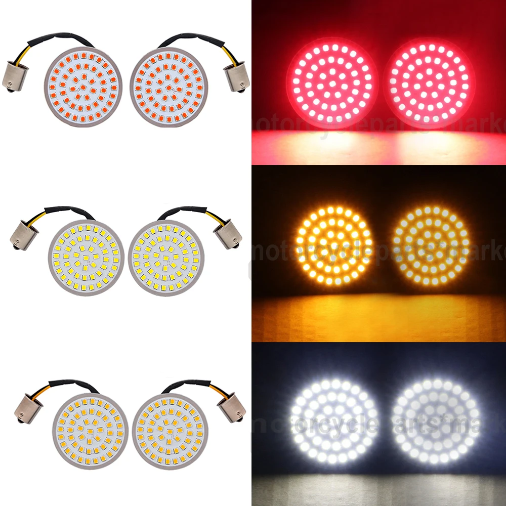 

Motorcycle 1156 LED 2" Bullet Turn Signal Light Inserts Panel for Harley Sportster Touring Electra Glide Softails Dyna 2011-2017