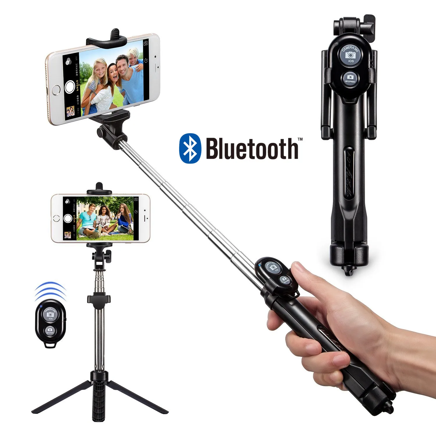 FGHGF T1 Bluetooth Remote Tripod Selfie Stick Extendable Mini Monopod Universal Pau De Palo selfie stick For iphone X se 8 S