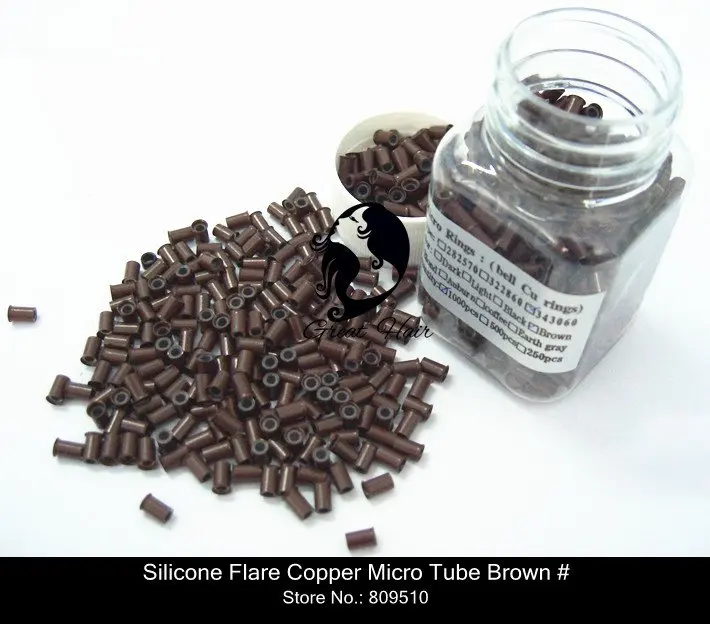 3000 шт./лот светло-коричневое Силиконовое медное микро-кольцо для наращивания волос