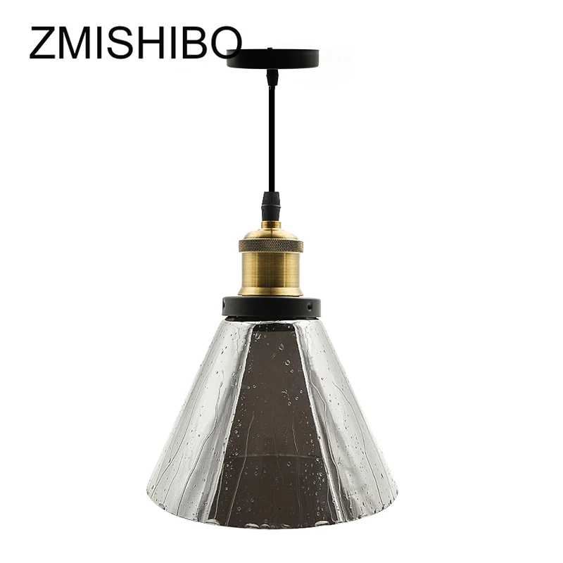 ZMISHIBO Gray Raindrop Effect Glass Pendant Lights Bedroom Suspension Luminaire Hanging Lamp E27 110v-220v Lighting Fixtures