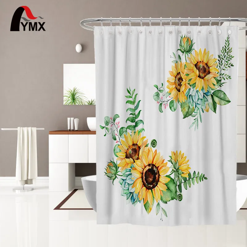Floral Plants Print Bathroom Shower Curtain Long Wide Waterproof 180cm x 180cm 