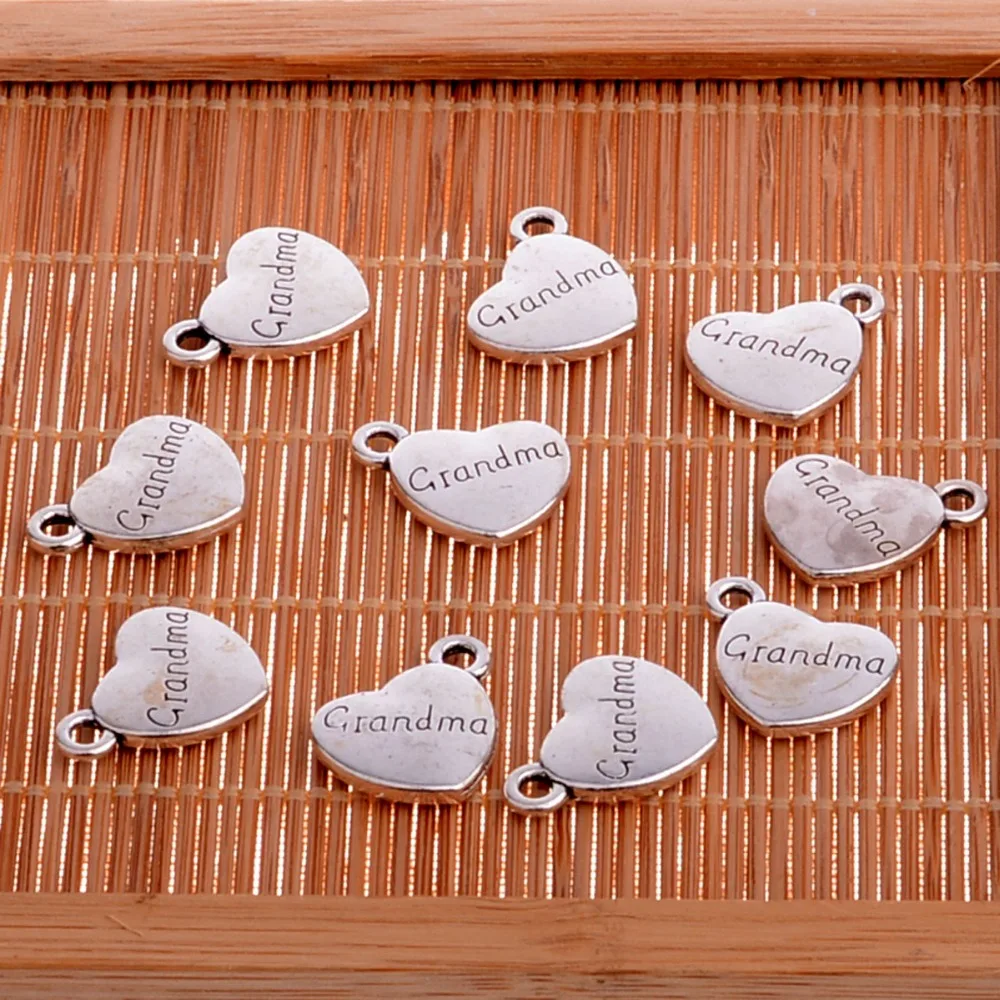 10 шт. золотые подвески в виде сердца с бабушкой Наной и браслет ожерелье для