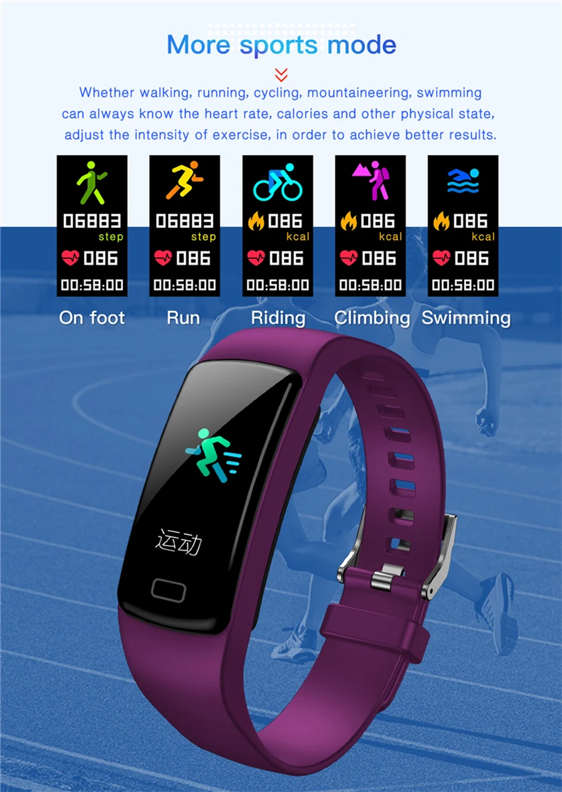 Умный Браслет Y9, трекер активности, фитнес-браслет, пульсометр, кровяное давление, часы, напульсники для смартфона, Smartband