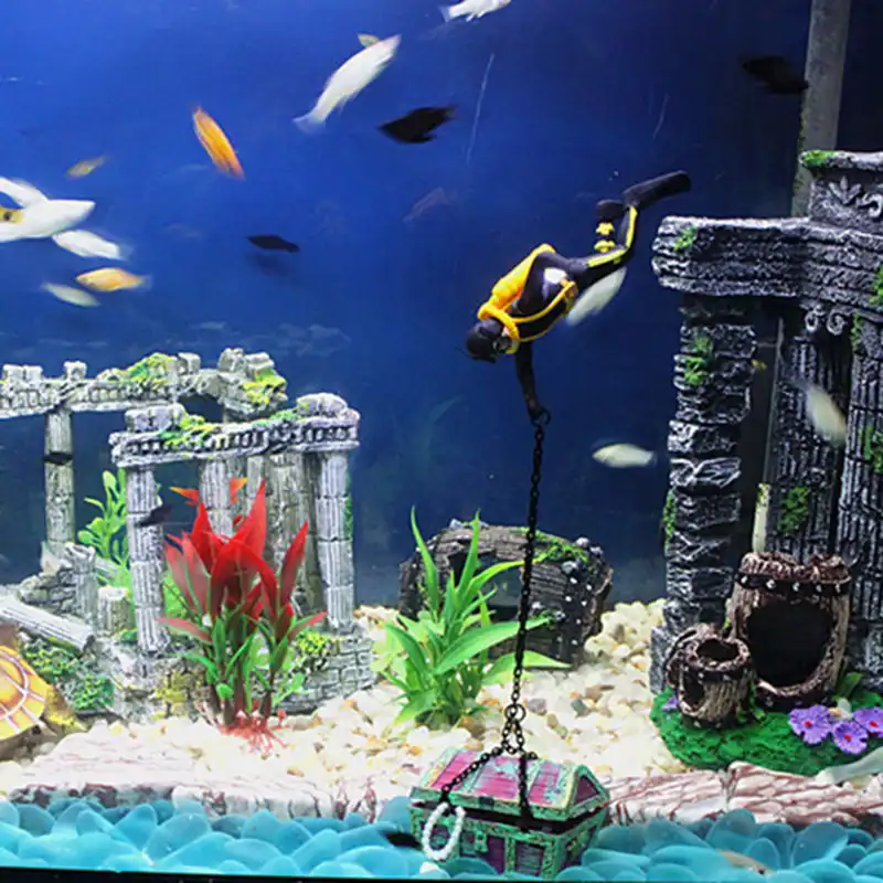 decoracion para acuario pecera tesoro submarino buzo adornos para el hogar accesorios para acuario decoracion