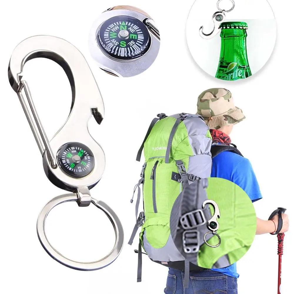 Keychain Compass Multi Purpose Camping Hiking Mountain Keyring Portable