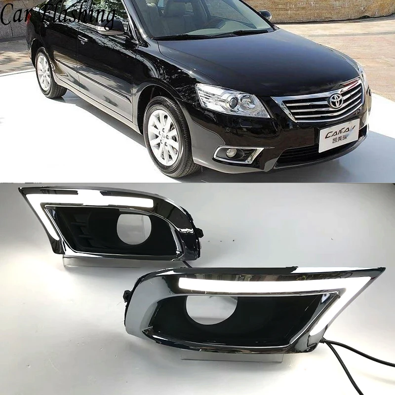 

Car Flashing 2Pcs LED DRL Daytime Running Lights For Toyota Camry 2009 2010 2011 Fog light with yellow turn signal and blue