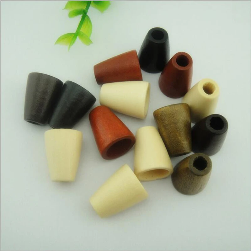 100 pcs/lot Wooden Conical Shape Cord End Jewelry Making Hat Jacket Accessory DIY Craft Supply 4 Colors 10x14x20 mm