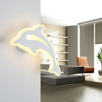 

Simple Bedroom Bedside LED Wall Lamp Creative Aisle Lamp Living Room Dolphin Acrylic Lamp Children Room Light Free Shipping