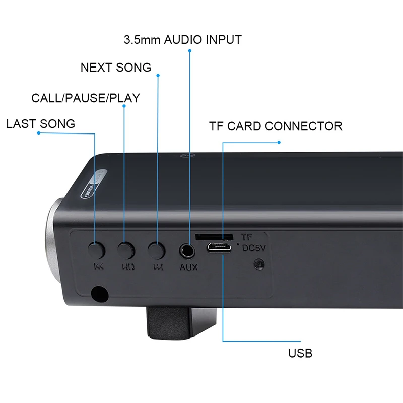 Bluetooth Саундбар ТВ bluetooth динамик канал беспроводной аудио Умный домашний кинотеатр звуковая панель черный стерео динамик