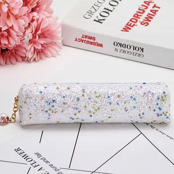 

Creative PU Laser Sequins Stationery Bags Pencils Box Student Case Stationery Bags Home Office Storage Pencilcase Products