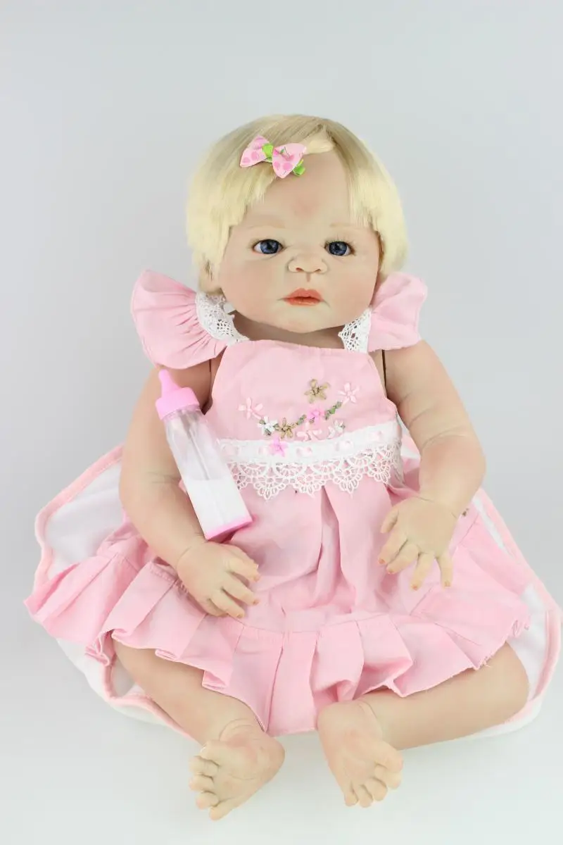 Цена 58 см полный силиконовые reborn baby doll игрушки игровой дом купаться игрушка reborn девочек младенцев детская со дня рождения подарок раннее образов...