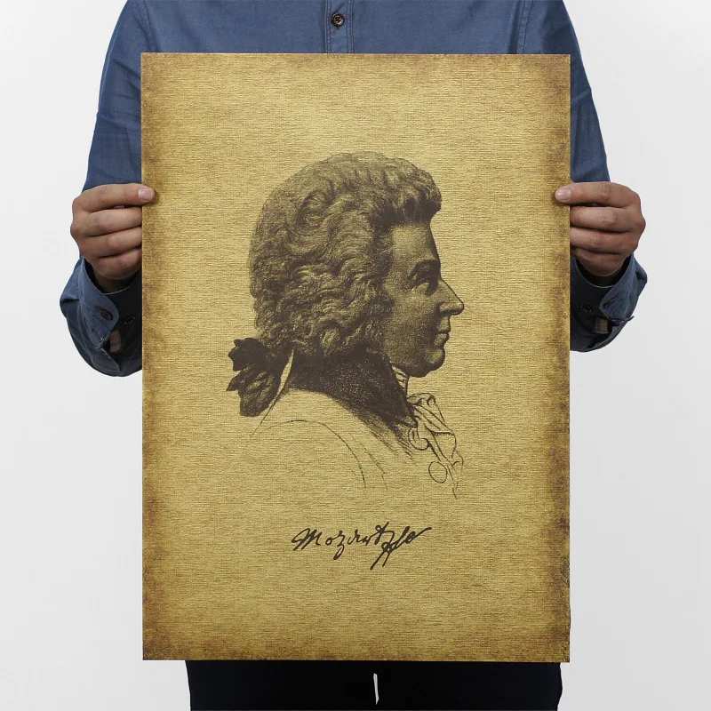 

Musician Mozart Vintage Kraft Paper Classic Movie Poster Home Decor Garage Wall Decor Art Retro School Prints
