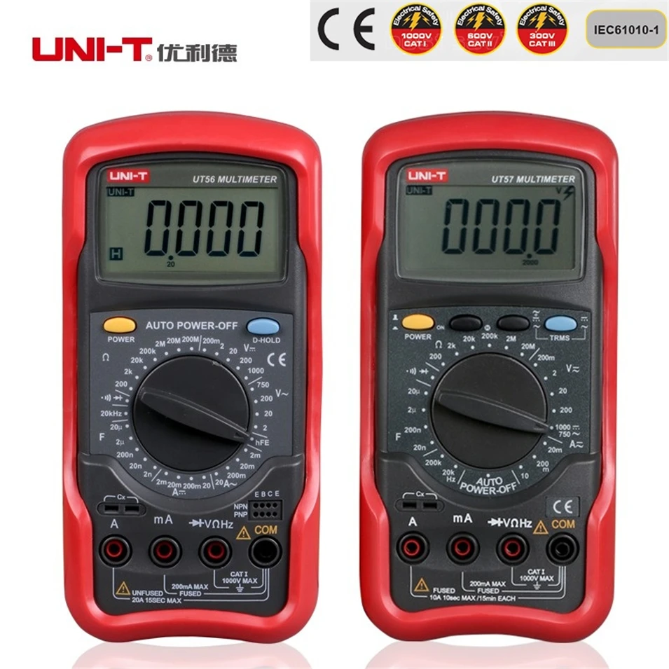 

UNI-T UT56 19999 Display 1000V 20A DMM AC DC Voltmeter Resistance Capacitance Frequency test multi meter Free Shipping