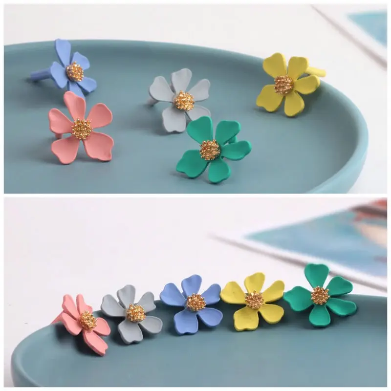 

Summer style 15set/lot color printing cartoon flowers decoration alloy women stud earrings diy jewelry earring accessory