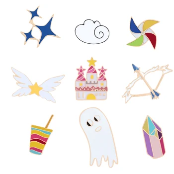 

Cartoon house star Metal Brooches windmill Bow arrow cloud Drink badge brooch Lapel pin Denim Jeans shirt bag Pins accessories