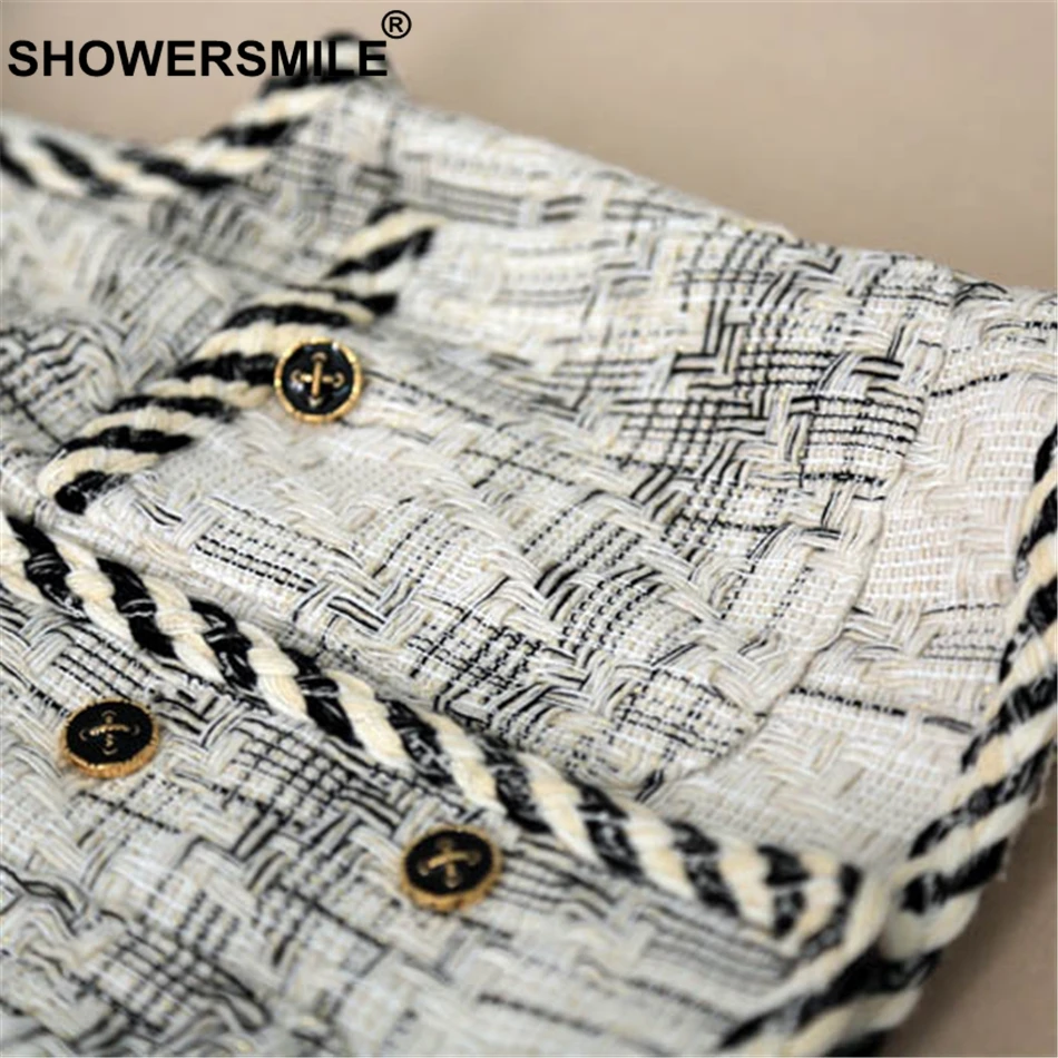 SHOWERSMILE Patchwork Vest Women White Slim Fit Sleeveless Jackets Female Vest Coat With Pockets Vintage British Vests Waistcoat