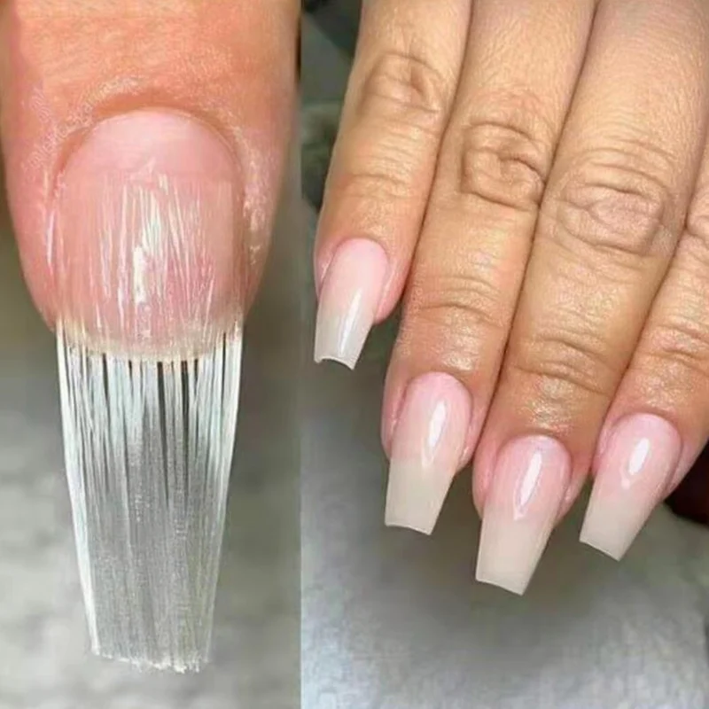 New 1Set Fiberglass Extension Gel Kit with Clip Nail File Tweezers For Nail Extension Acrylic Tips Manicure Tool